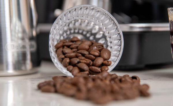 Stylized Wick coffee beans in crystal glass